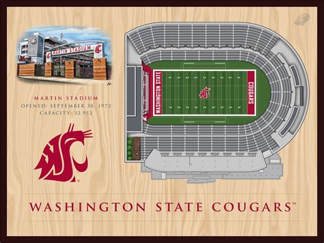 Washington State Cougars 5 layer 3D Stadium Wall Art — 3D WOOD MAPS ...