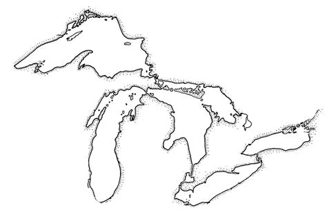 Shoreline map of the Great Lakes | Great lakes map, Lake map art, Great ...