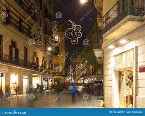 Evening View of Barcelona in Winter Editorial Stock Photo - Image of night, decorated: 41346358