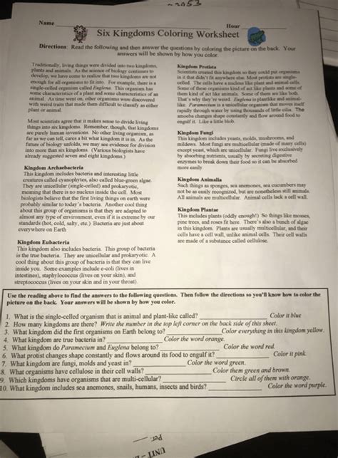 Six Kingdoms Worksheet Answers / Six Kingdoms Of Life 6th Grade Science ...