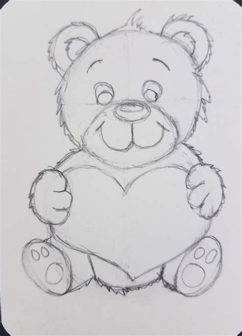 How to Draw a Teddy Bear with a Heart | Easy Step by Step - Art by Ro | Teddy bear drawing easy ...