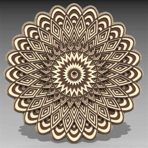 Laser Cut 3D Layered Mandala Free Vector cdr Download - 3axis.co