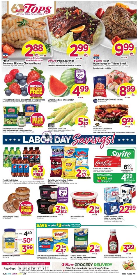 Tops Markets Weekly ad valid from 08/28/2022 to 09/03/2022 - MallsCenters