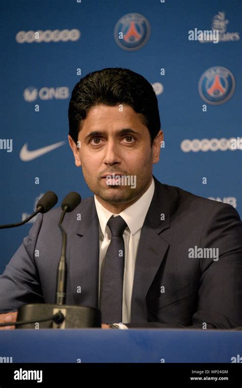 PSG President Nasser Al Khelaifi seen during the press conference of ...