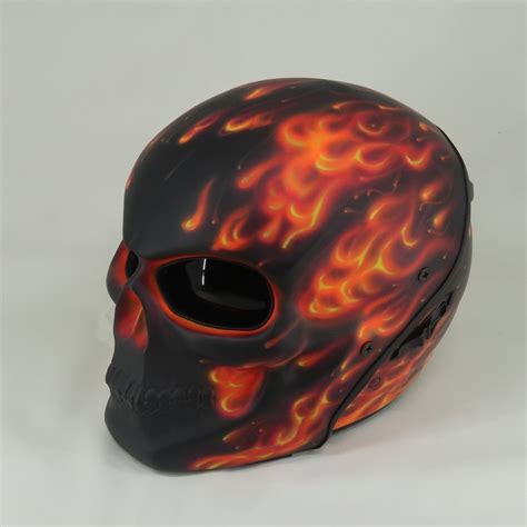 New Arrival Skull Motorcycle Helmet Motive Fire Orange DOT | Etsy