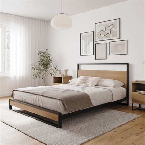 Belluno Industrial Style Wooden Bed Frame in 2023 | Low bed frame ...