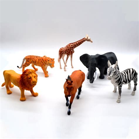 Jimmy's Toys Plastic Animal Figurine Set- Realistic Wild Animals - Lion, Tiger, Elephant, Zebra ...