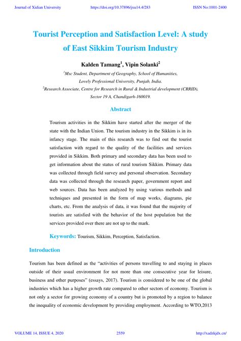 (PDF) Tourist Perception and Satisfaction Level: A study of East Sikkim ...