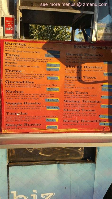 Menu at The Taco Truck restaurant, Chico, Cohasset Rd