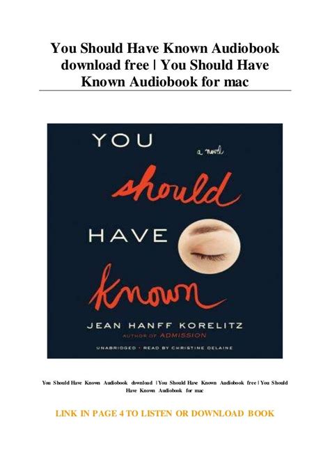 You Should Have Known Audiobook download free | You Should Have Known…