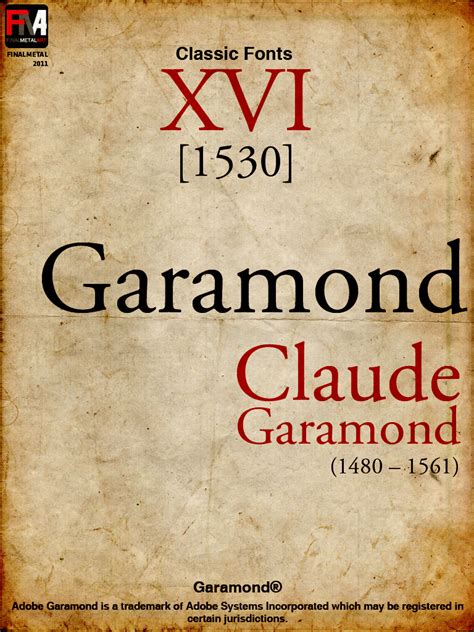 FINALMETAL ART: Garamond - Classic Fonts