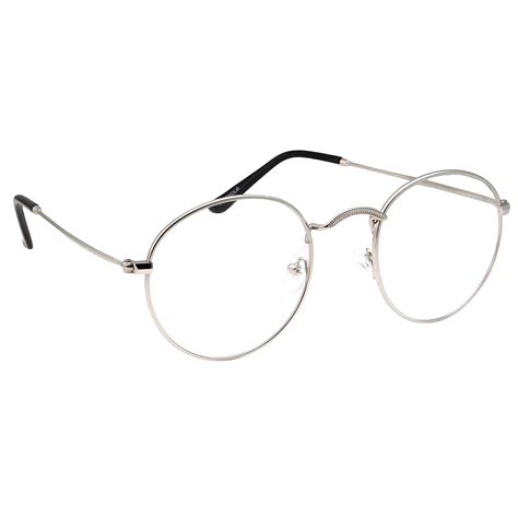 Buy Retro Round Clear Lens Glasses Metal Frame - Silver at Amazon.in