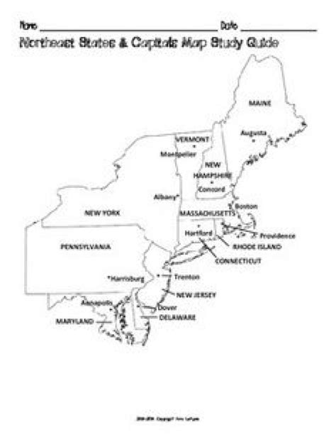 Printable Northeast States And Capitals Map