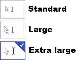 Adjust Size of Cursor/Mouse Pointer (Generic) | GPII Unified Listing