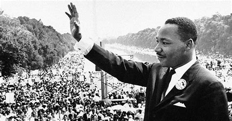 Martin Luther King Jr. delivers his "I Have A Dream..." speech at the Lincoln Memorial in ...