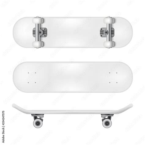 Realistic 3d Detailed White Blank Skateboard Deck Template Mockup Set. Vector Stock Vector ...