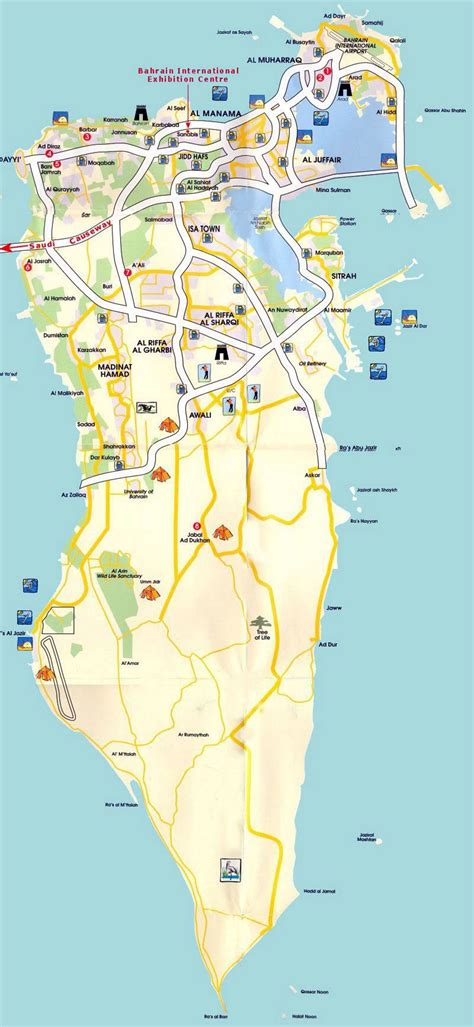 Detailed tourist map of Bahrain with roads | Bahrain | Asia | Mapsland | Maps of the World