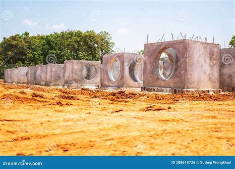 A Concrete Manhole Prepared for Use in Drainage Work Stock Photo - Image of ground, architecture ...