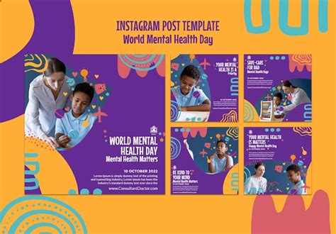Free PSD | Flat design world mental health day template