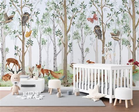 Woodland Nursery Wallpaper/wallpaper for Nursery/woodland - Etsy UK | Kids room wallpaper, Room ...