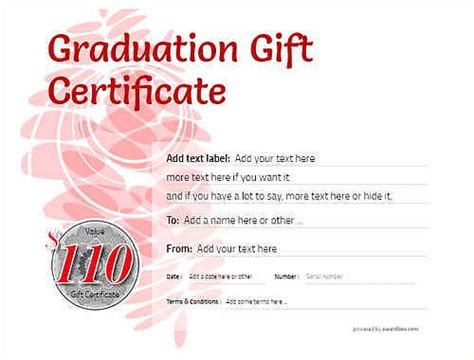 graduation gift certificate templates