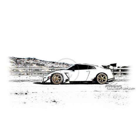 Nissan GTR R35 "Godzilla" Tuning | Pencil Drawing | Nissan gtr r35, Gtr, Gtr r35