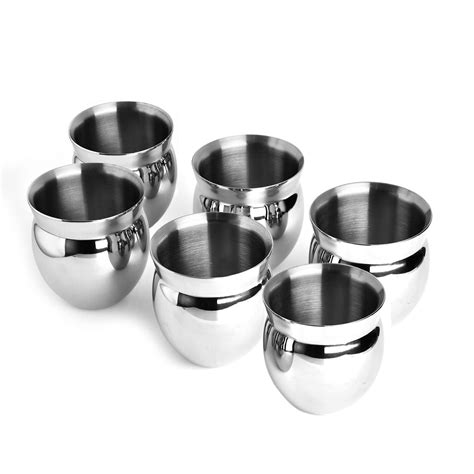 Buy Skitch Stainless Steel Chai Coffee Lassi Kullad Unbreakable Double Wall Insulated Glossy ...