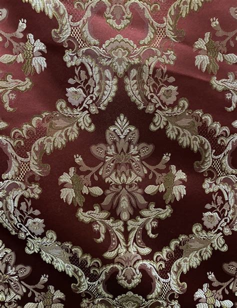 NEW Prince Lucas Designer Brocade Satin Damask Fabric- Red & Gold ...