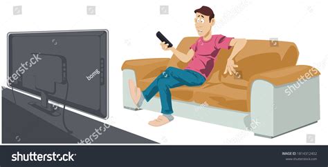 Man Watching Tv Funny People Stock Stock Vector (Royalty Free) 1814312402 | Shutterstock