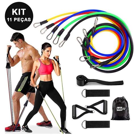 Kit Power Tube Elástico Musculação Crossfit pilates yoga fitness 11 ...