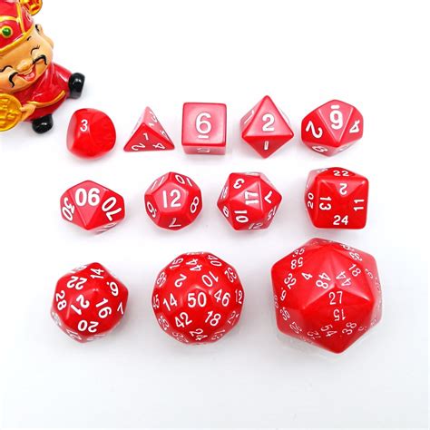 Complete Polyhedral Dice Set of 12pcs D3-D60 60 Sides RPG Dice Set Opaque Red D3 D4 D6 D8 D10 D ...