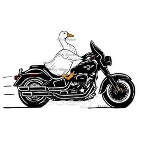 Duck Riding A Motorcycle, White Duck Art, Duck Cartoon Art, Motorcycle ...