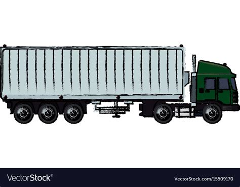 Drawing truck container shipping cargo Royalty Free Vector