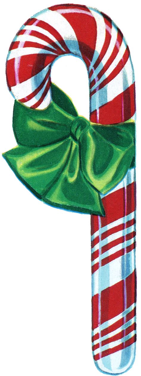 Free Vintage Christmas Clip Art - Candy Cane - The Graphics Fairy