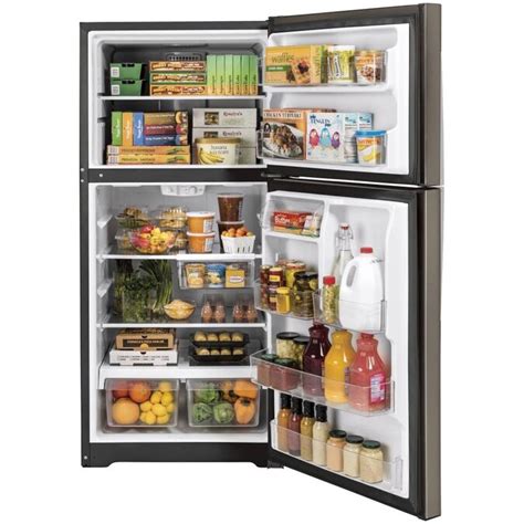 GE Garage Ready 19.1-cu ft Top-Freezer Refrigerator (Fingerprint-Resistant Slate) in the Top ...