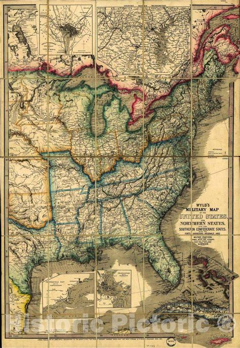 Historic 1861 Map - Wyld's Military map of The United States, The ...