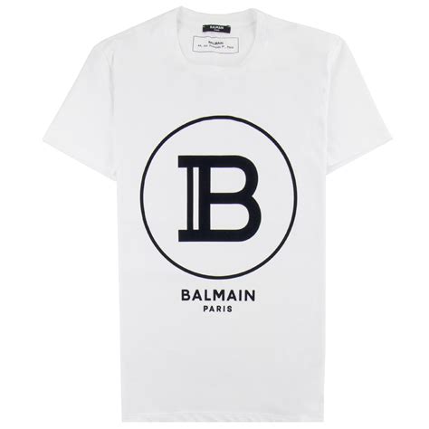 Balmain Printed Balmain Paris Logo T Shirt White | ONU