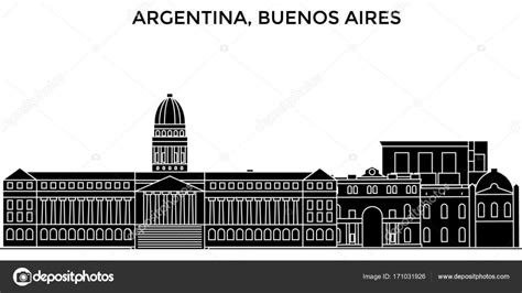 Argentina, Buenos Aires architecture vector city skyline, travel cityscape with landmarks ...