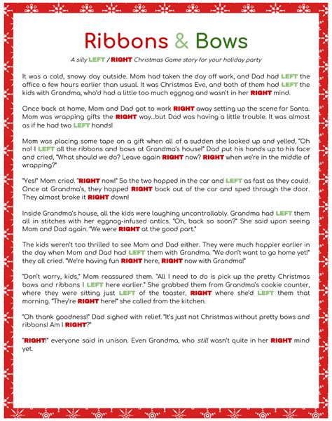 Left Right Printable Christmas Game