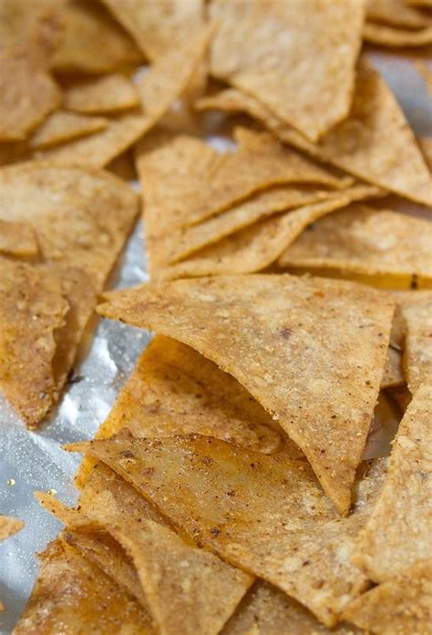 Seasoned Baked Tortilla Chips | Baked tortilla chips, Mexican food recipes, Snack recipes