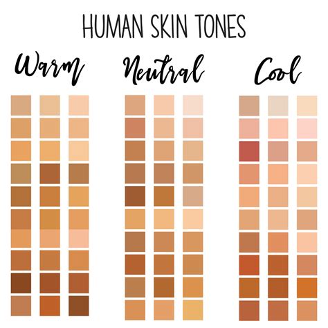 Skin Tones Color Palette Swatches, Procreate Skin Tone, Chart, Colours ...