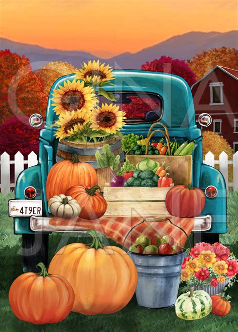 Fall Autumn Truck Home Decor Sign Print - Etsy