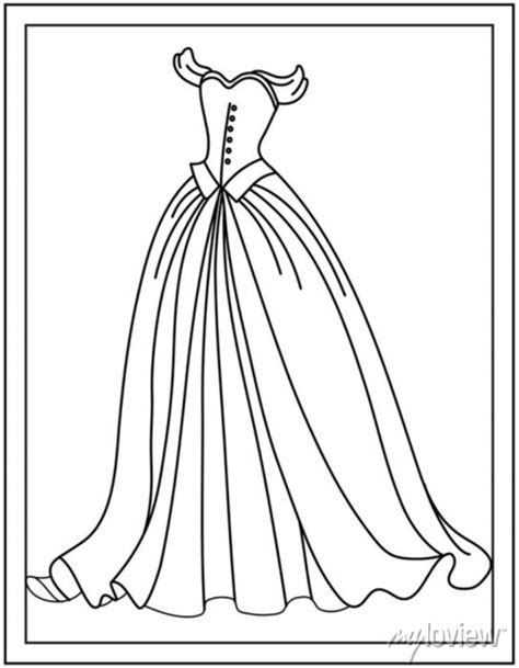 Princess Frock Coloring Page Design Template | lupon.gov.ph