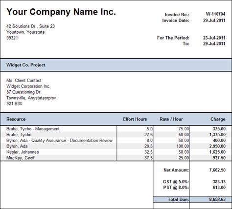 Weekly Invoice Template Free Weekly Timesheet Template Billing | Invoice template, Invoice ...