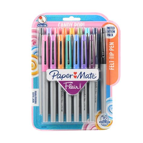 Paper Mate Flair Felt Tip Pens, Ultra Fine Point, 0.4 mm, Candy Pop Colors, 16 Count - Walmart ...