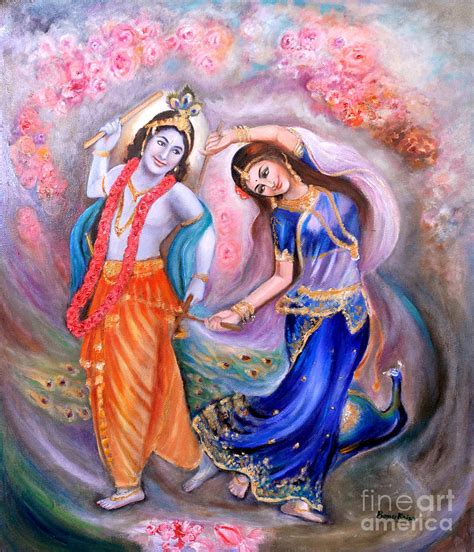 Dancing Radha Krishna Painting by Banu's Art work