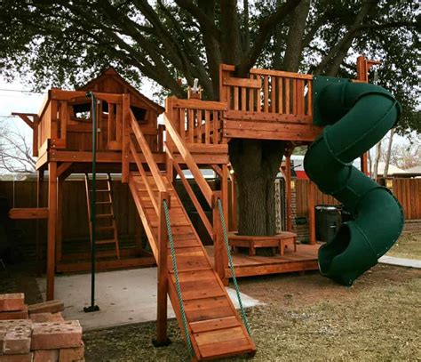 Kids Forts with Tree Decks - Backyard Fun Factory