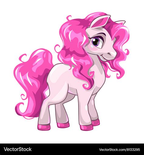 Cute cartoon little white baby horse Royalty Free Vector