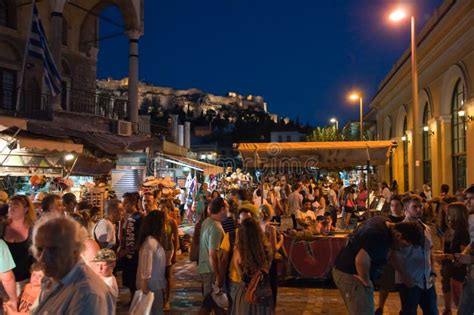 Nightlife in Plaka on August 1, 2013 in Athens, Greece. Editorial Stock ...