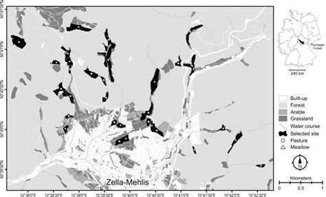 Study area in the Thuringian Forest, Central Germany. The map shows the... | Download Scientific ...